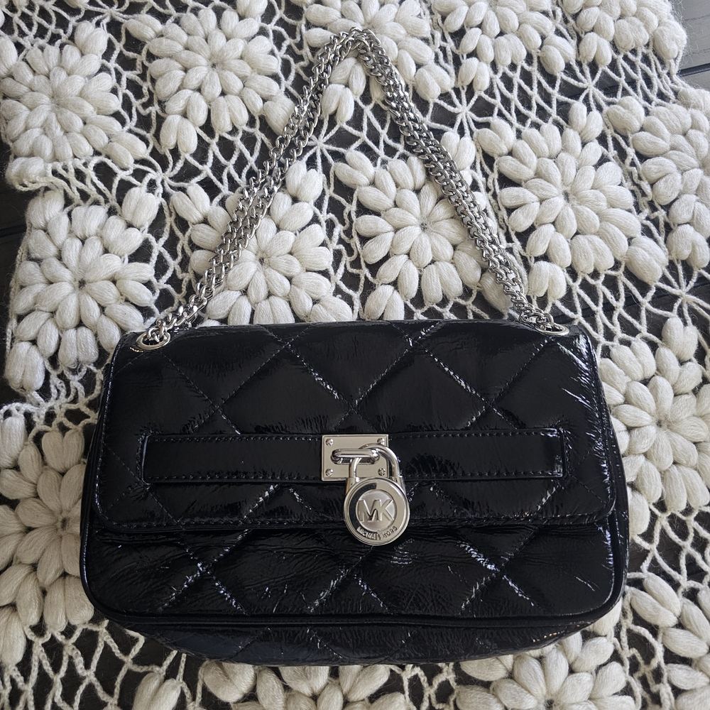 MICHAEL Michael Kors Black Patent Quilted Shoulder Bag